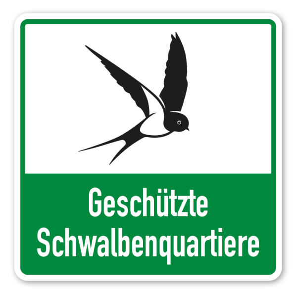 Tierschutzschild Geschützte Schwalbenquartiere