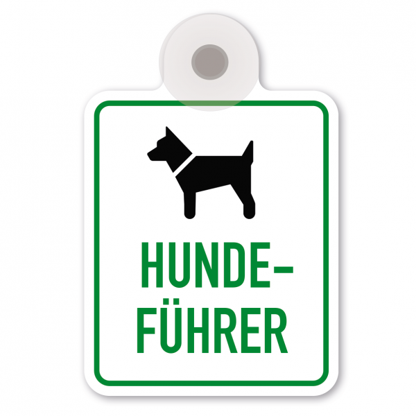 Saugnapfschild / Einsatzschild Hundeführer im Einsatz - mit Symbol Hund für Fahrzeugfrontscheiben – 100 x 150 mm