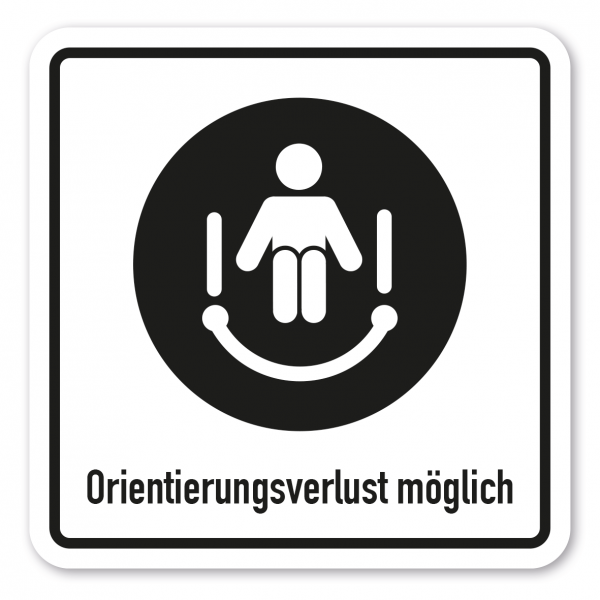 Informationsschild Dunkelbahn - Orientierungsverlust möglich – Wasserrutsche