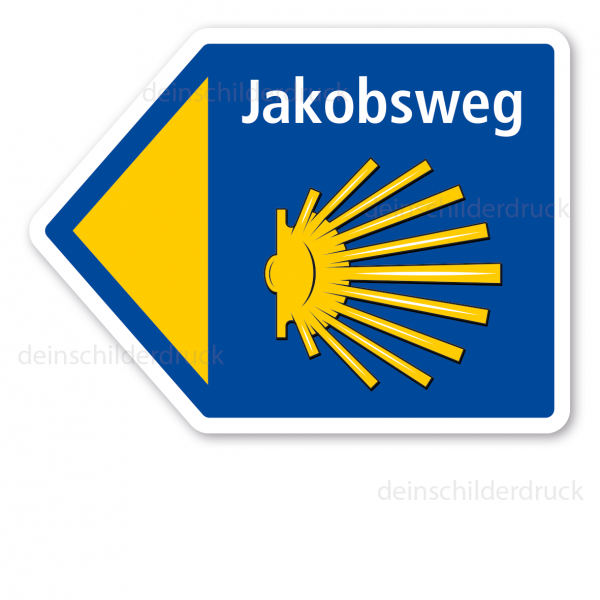 Pfeilschild Jakobsweg mit Jakobsmuschel – linksweisend