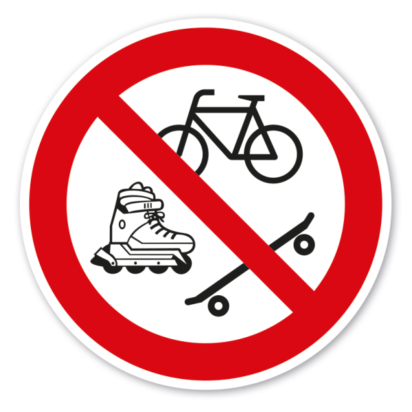 Verbotszeichen Das Befahren mit Fahrrad, Skateboard oder Inlinern verboten