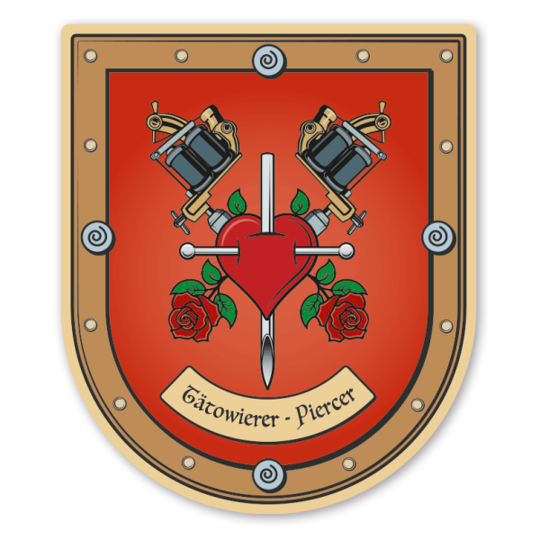 Maibaumschild / Zunftwappen Tätowierer - Piercer - mit Zunftnamen oder Ihrem Wunschtext - Wappen B