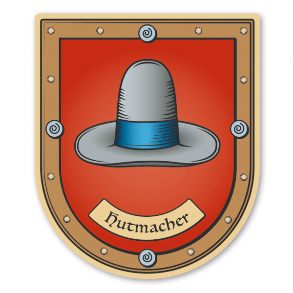 Maibaumschild / Zunftwappen Hutmacher mit Zunftnamen oder Ihrem Wunschtext - Wappen B