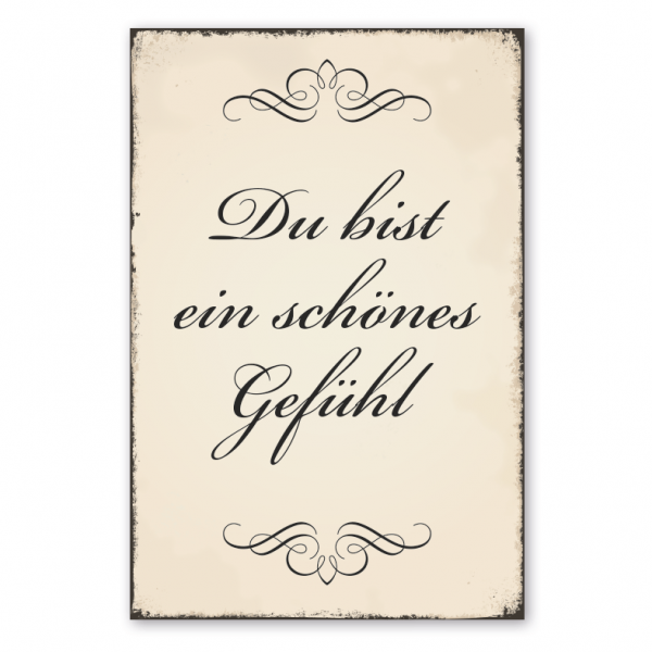 Retro Schild Du bist ein schönes Gefühl