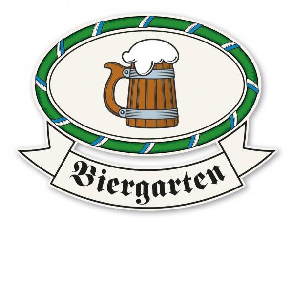 Festschild - Biergarten mit Kranz und einem Bierkrug - Maibaumschild