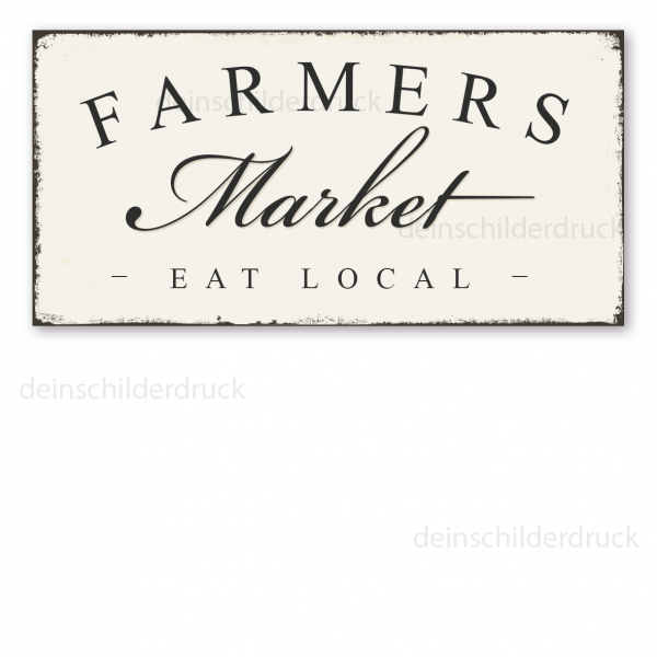Retro Schild Farmers Market - Eat local