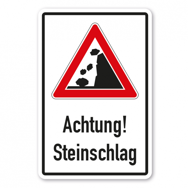 Verkehrsschild Achtung Steinschlag - Kombi