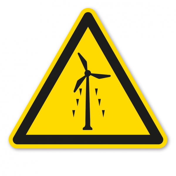 Warnzeichen Warnung vor Eisschlag am Windrad