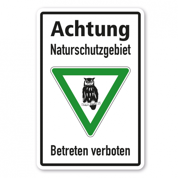 Hinweisschild Achtung Naturschutzgebiet - Betreten verboten - Eule-01 - Kombi