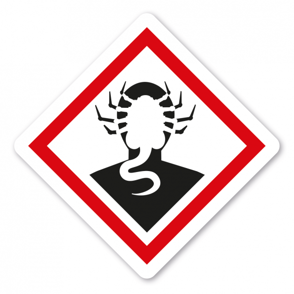Fun-Schild Warnung vor Infektion durch außerirdische Lebensformen (Alien) – Ausführung als GHS-Zeichen