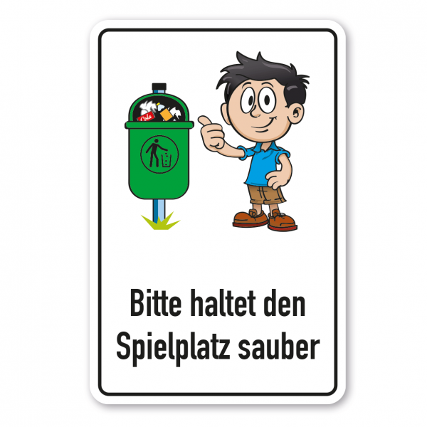 Spielplatz-Zusatzschild Bitte haltet den Spielplatz sauber - Schilderserie SP-01
