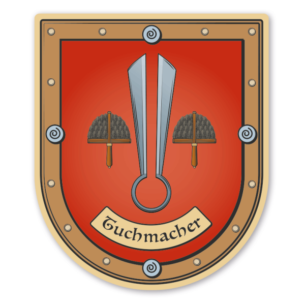 Maibaumschild / Zunftwappen Tuchhersteller - mit Zunftnamen oder Ihrem Wunschtext - Wappen B
