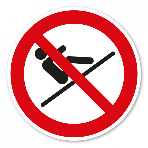 Verbotszeichen Rückwärts sitzend rutschen ist verboten – Wasserrutschen