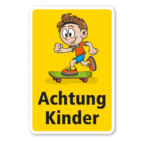 Kinderschild Achtung Kinder - Skateboarder - Schilderserie SP-01