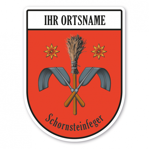 Maibaumschild / Zunftwappen Schornsteinfeger mit Zunftnamen, Ortsnamen oder Ihrem Wunschtext - Wappen BL