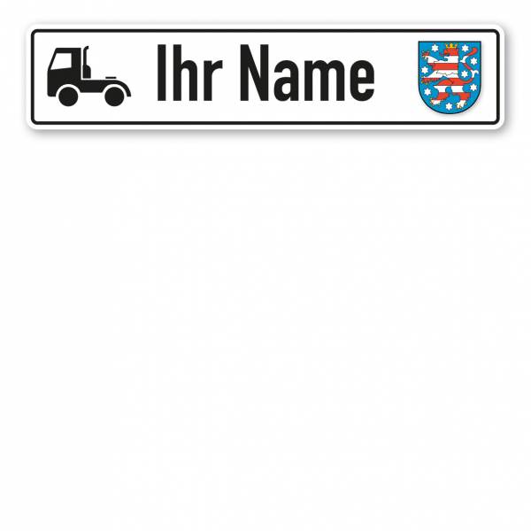 Truck / LKW - Schild mit Wunschtext und Bundeslandwappen - Thüringen