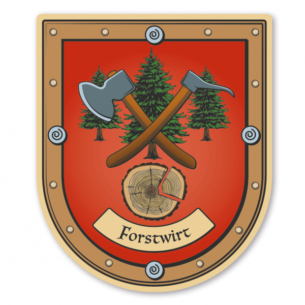 Maibaumschild / Zunftwappen Forstwirt - Baumscheibe mit Zunftnamen oder Ihrem Wunschtext - Wappen B