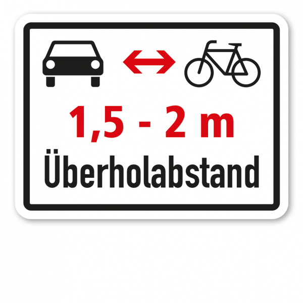 Zusatzzeichen Überholabstand zu Fahrradfahrern 1,5 bis 2 Meter - Verkehrsschild VZ-14