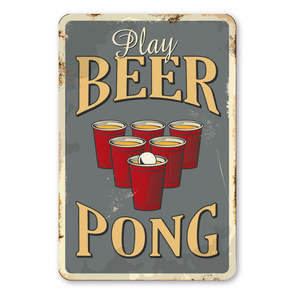 Retroschild / Vintage-Schild Play Beer Pong (Bier Pong)