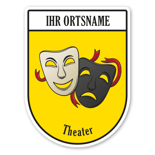 Maibaumschild / Zunftwappen Theater - Schauspieler mit Zunftnamen, Ortsnamen oder Ihrem Wunschtext - Wappen BL