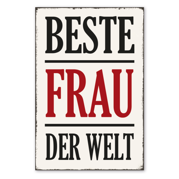 Retro Schild Beste Frau der Welt