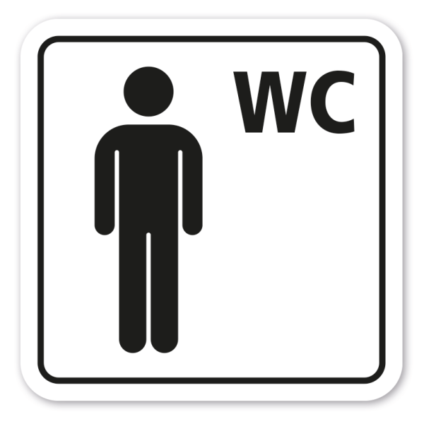 Toilettenschild WC - mit Symbol Herren - Männer - 4 Farbvarianten