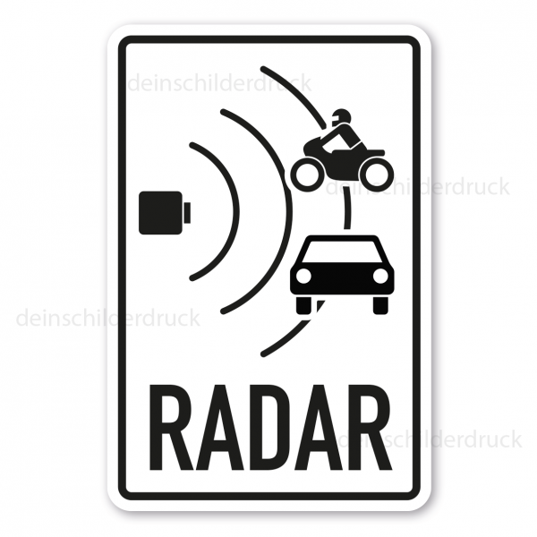 Warnschild Radar - Radarkontrolle - mit Symbol