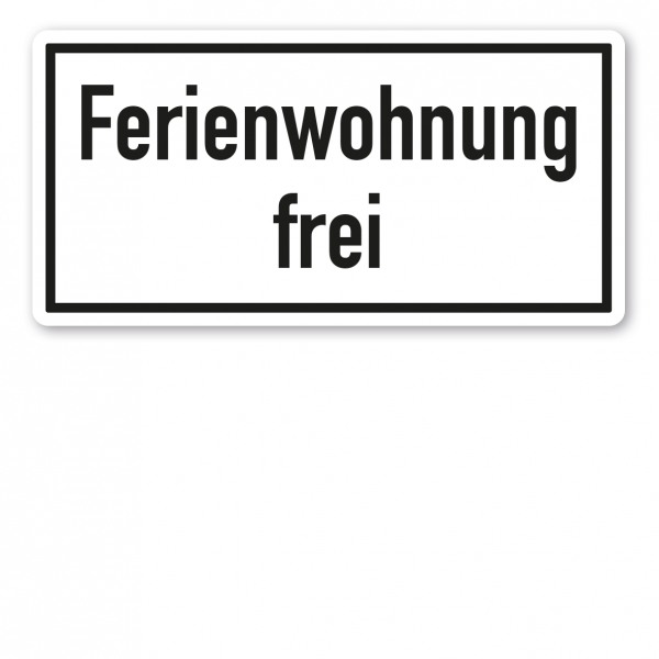 Textschild Ferienwohnung frei