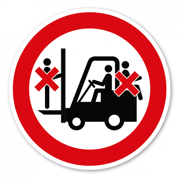 Verbotszeichen Mitfahren auf Flurförderzeug - Gabelstapler ist verboten