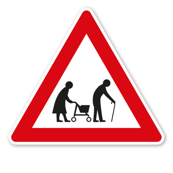 Verkehrsschild Achtung, ältere, gehbehinderte Menschen - VZ-PR-146