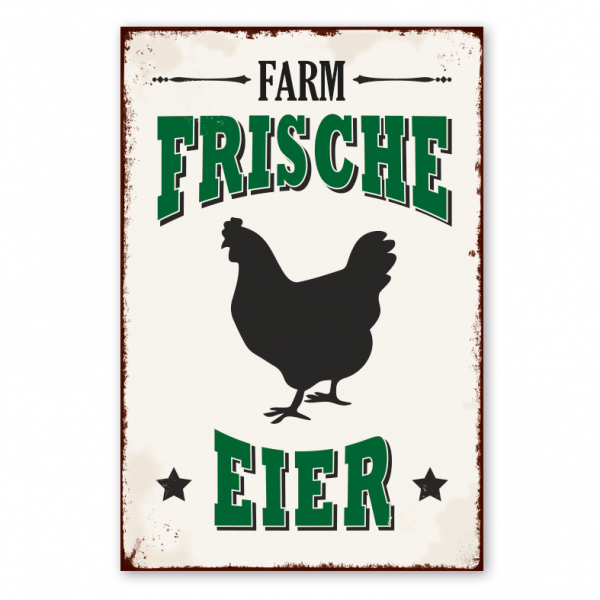 Retro Farmhouse Farmfrische Eier - Eierschild