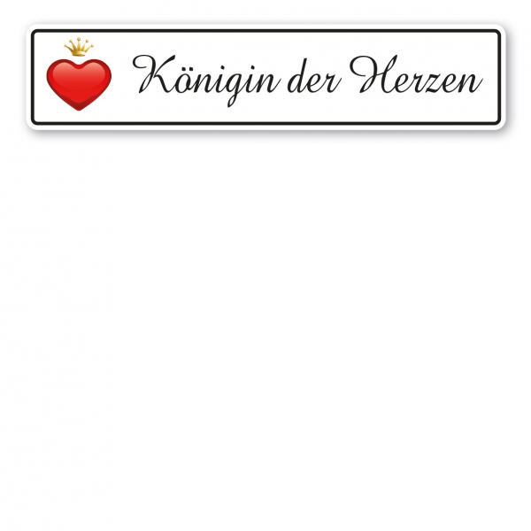 Hochzeitsschild Königin der Herzen – mit rotem Herz und Krone