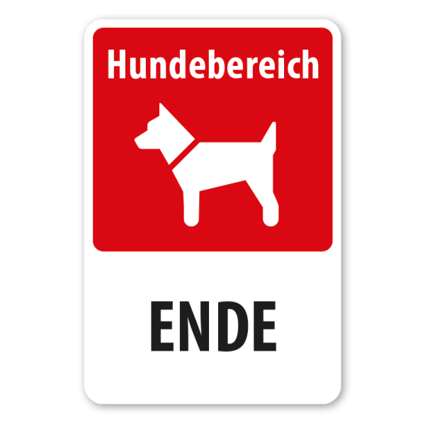 Hundeschild Hundebereich - Ende