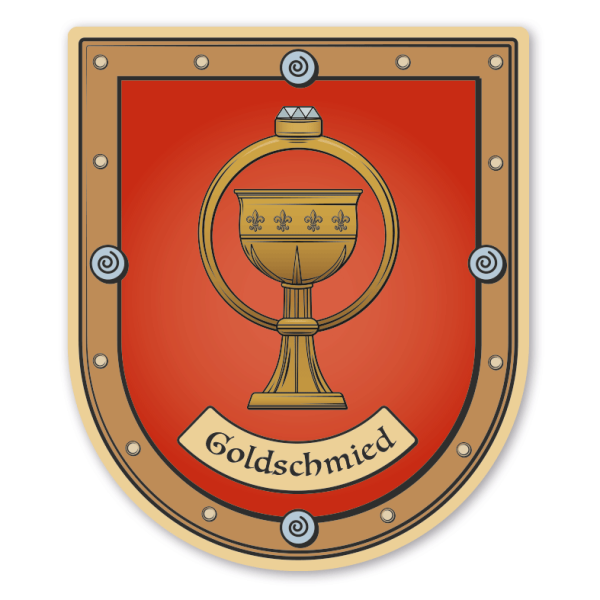 Maibaumschild / Zunftwappen Goldschmied - mit Zunftnamen oder Ihrem Wunschtext - Wappen B
