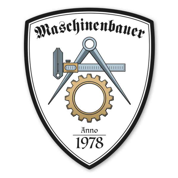 Zunftwappen Maschinenbauer mit Zunftnamen, Gründungsjahr oder Ihrem Wunschtext - Maibaumschild - Wappen W