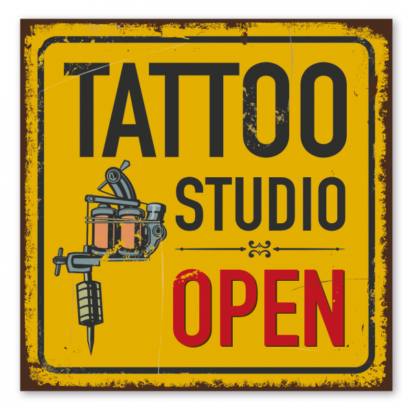 Retroschild / Vintage-Schild Tattoo studio open