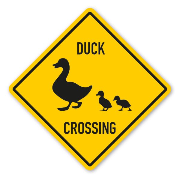 Warnschild Duck crossing - mit und ohne Text
