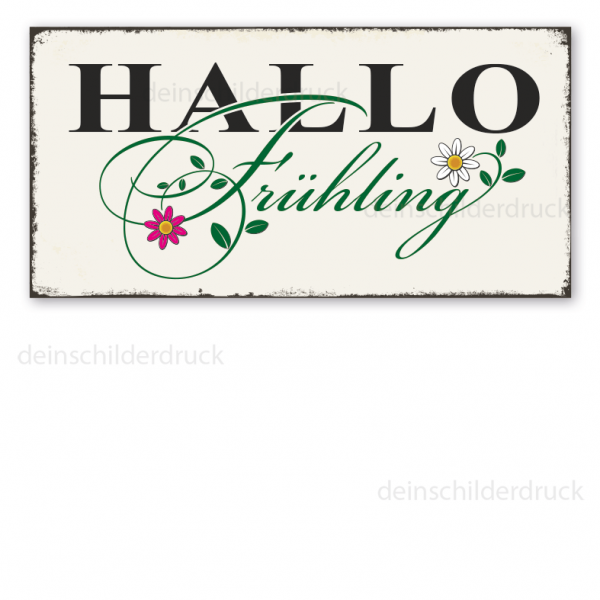 Retroschild Hallo Frühling