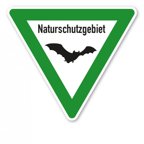 Verkehrsschild Naturschutzgebiet - Fledermaus mit Text – VZ-PR-12