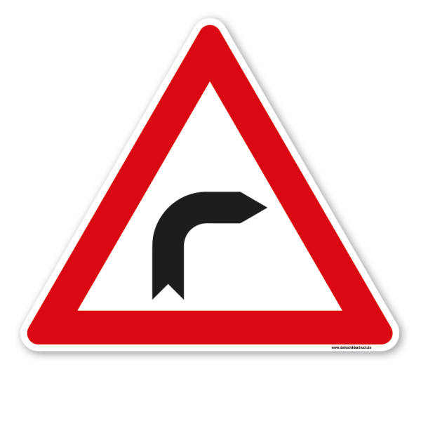 Bodenkleber für Lern- und Bewegungspfade - Achtung Kurve rechts - Verkehrszeichen VZ-103-20 - BWP-02-23 – Verkehrserziehung