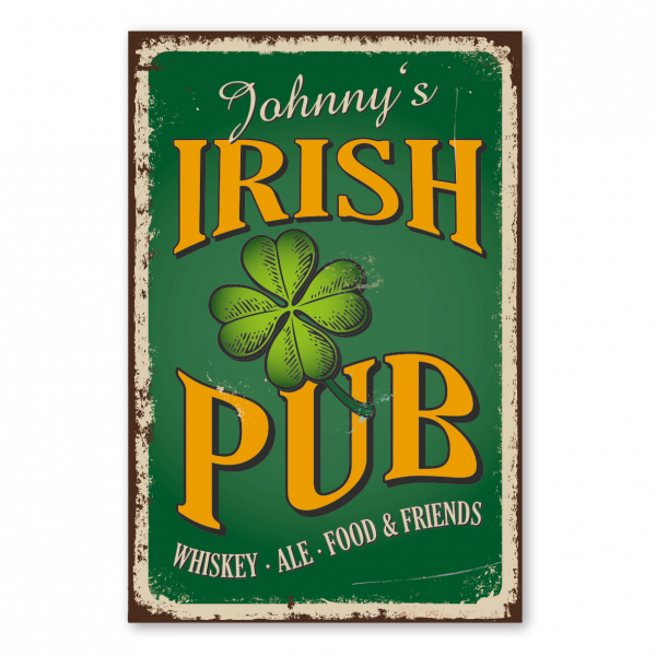 Retroschild / Vintage-Schild Irish Pub - Whiskey - Ale - Food & Friends