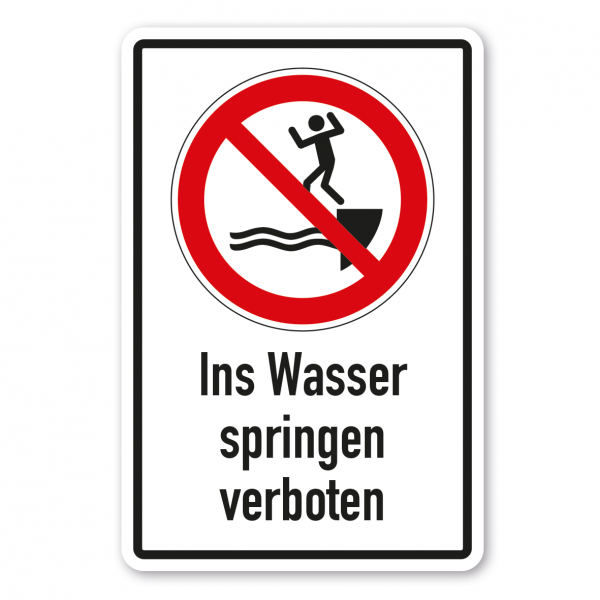 Verbotsschild Ins Wasser springen verboten - Kombi – ISO 20712-1-WSP-014-K