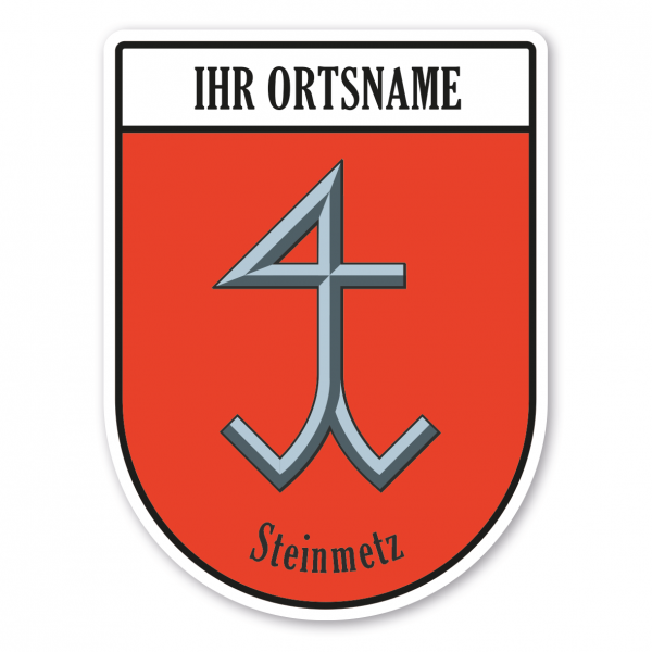 Maibaumschild / Zunftwappen Steinmetz mit Zunftnamen, Ortsnamen oder Ihrem Wunschtext - Wappen BL