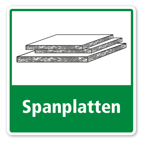 Schild zur Abfalltrennung - Spanplatten