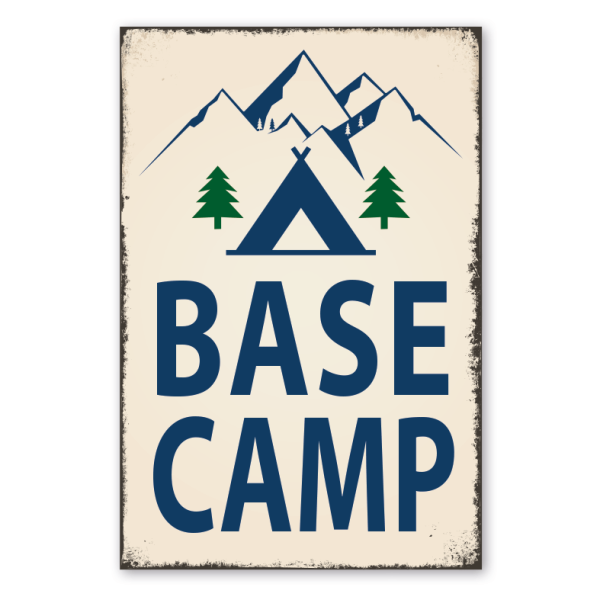 Retroschild Base Camp - mit Campingzeichen