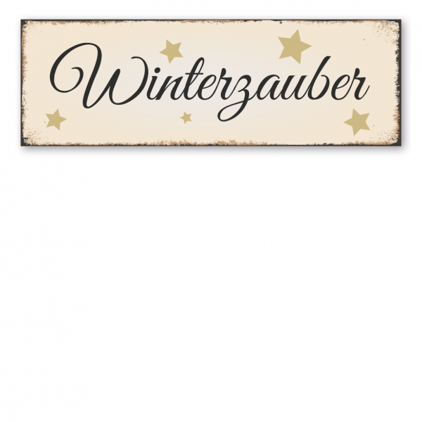 Schild für Weihnachtsmärkte Winterzauber in Retro-Ausführung
