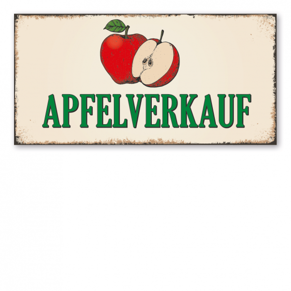 Hofschild in Retro-Ausführung – Apfelverkauf – mit Abbildung Äpfel