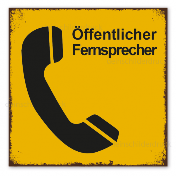 Retroschild / Vintage-Telefonschild Öffentlicher Fernsprecher - 70er Jahre - Postschild