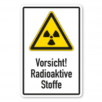 Warnschild Vorsicht - radioaktive Stoffe - Kombi - ISO 7010 - W003-K Warnschild Vorsicht - radioaktive Stoffe - Kombi - ISO 7010 - W003-K