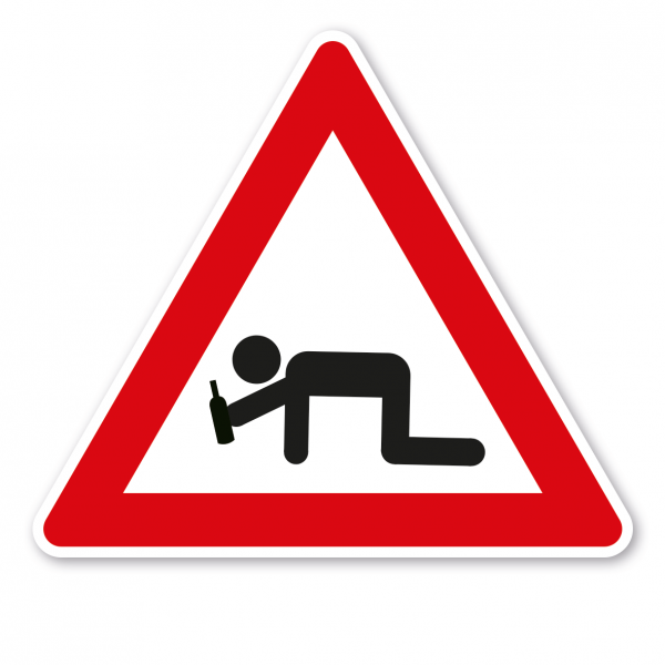 Verkehrsschild Vorsicht - Betrunkene unterwegs (Besoffene) - kniend – FUN-VZ-02